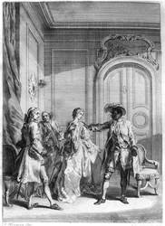 Jelenet William Shakespeare (1564-1616) "Othello" című művéből, Hubert Gravelot (1699-1773) metszetével
