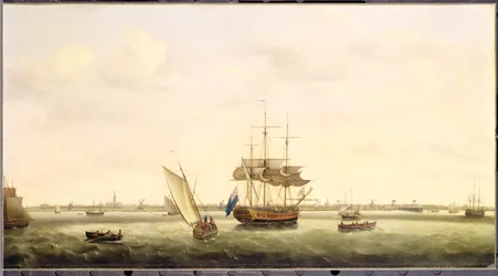 A fregatt „meglepetés” a Great Yarmouth melletti Anchorban, Norfolk, 1775 körül
