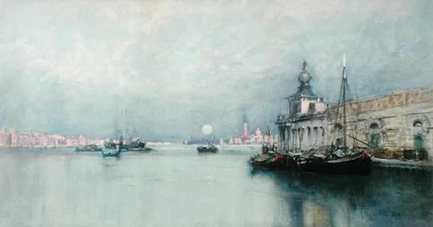 Holdkelte a Canal Grandén (akvarell papíron)