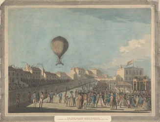 Az első léggömbfelszállás Angliában, 1784 szeptemberében, az Artillery Groundról, Moorfields