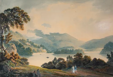Loch Lomond Luss közelében, északon a Ben Lomonddal (akvarell)