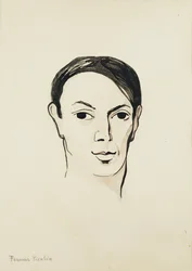 Pablo Picasso portréja; Portrait de Pablo Picasso, 1902-1905 körül (akvarell, ecset, fekete tinta és ceruza, papír)