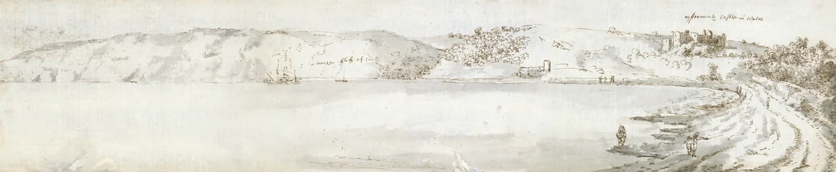 Oystermouth kastély, 1678 körül (akvarell és barna tinta, papír)