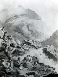 Illusztráció Jean-Jacques Rousseau „Nouvelle Héloise” című művéhez, 1786 (toll és tinta WC-vel)