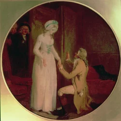 Fiatal Marlow és Miss Hardcastle, jelenet Oliver Goldsmith „Lehajol, hogy hódít” című művéből, 1791
