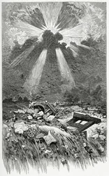 La Débacle - illusztráció Napoléon le Petit-től, 19. század (fekete-fehér metszet)