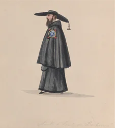 Egy szerzetes a Barbones rendből, egy perui viseletet ábrázoló rajzcsoportból, 1848.