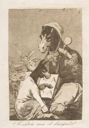 37. tábla Los Caprichosból: Talán nem tudna többet a tanuló Si Sabrá mas el discipulo, 1799.