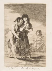 7. tábla a „Los Caprichosból”: Még így sem tudja kivenni Ni asi la distingue., 1799.