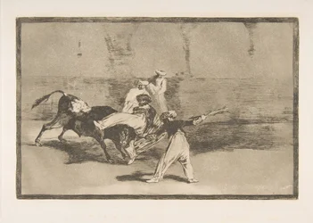 8. tábla a „Tauromaquia” sorozatból: mór, akit elkap a bika az arénában, 1816.