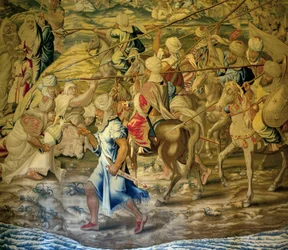 Les soldats arabe - Detail de la conquete de Tunis (Tunézia) - Francisco és Cornelius Van der Ggot gobelinje (18. század), a királyi gobelingyárban szőtt, 18. század közepe, Willem de Pannemaker 16. századi kárpitja után - (Tunisz) Hódítás