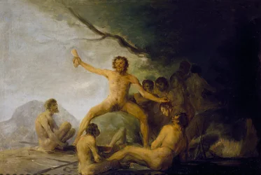 Kannibálok emberi maradványokat kóstolgatnak, 1800-08 körül (olaj, tábla)