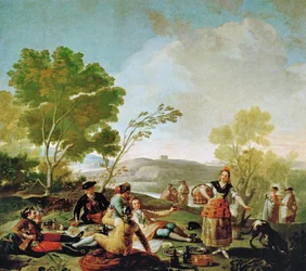 Piknik a Manzanares partján, rajzfilm egy faliszőnyeghez (festmény vászonra)