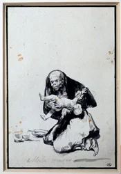 Rossz nő antropofágia jelenet, egy boszorkánynak gyereke van. Szürke mosás, Francisco Goya y Lucientes (1746-1828) Sun. 0,21x0,14 m Párizs, Louvre Múzeum