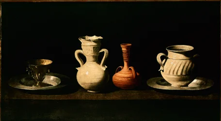 Csendélet Kancsók, fazekak. Francisco de Zurbaran (1598-1664) festménye 1633 V. 46x84 cm Madrid, Prado Múzeum