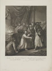 I. Lengyel Mieszko Smuglewicz, Franciszek (1745-1807) tonzúráját kapja. Litográfia, 18. század vége. Magángyűjtemény