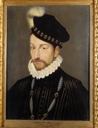 IX. Károly (1550-1574), francia király portréja Francois Clouet festménye az Atelierről (kb. 1515-1572)