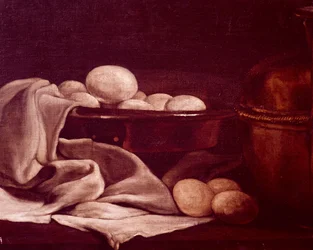 Brie sajtot bemutató csendélet, Francois Bonvin (1817-1887), részlet