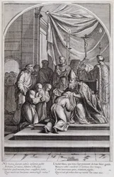 Illusztráció a "Szent Brúnó, a Chartreux rend alapítója életéből" Párizs 1660. Eustache Le Sueur festményei után és Fran Sois Chauveau metszetében ©UIG/Leemage