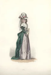 Nő sapkában és kabátban, Marie Antoinette korszaka.