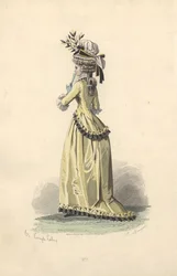 Nő selyemkabátban és ruhában, Marie Antoinette korszaka