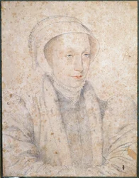 Marie Stuart Agee (1542-1587), Franciaország és Skócia királynője portréja Francois Clouet (1515-1572) rajza a la sanguine 16. században. Musee Conde, Chantilly