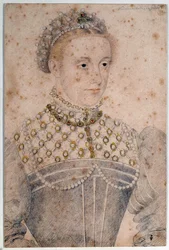Az ifjú Stuart Mária (1542-1587), Franciaország és Skócia királynőjének portréja. François Clouet (1515-1572) ceruzarajza. 16. század. Chantilly, Condé Múzeum