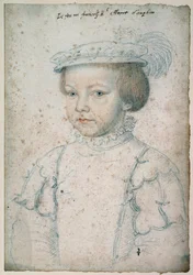 Francois II (1544-1560) francia király portréja. Francois Clouet rajza (1515-1572)