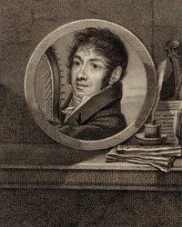 Jean-Aimé Vernier hárfaművész és zeneszerző portréja 1769-1840, c. 1800.