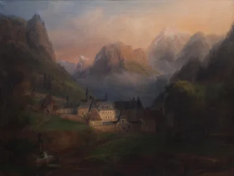 General view of the Grande Chartreuse monastery 1870 (Oil on canvas)