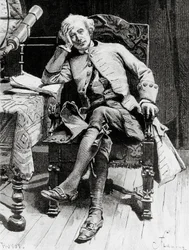 Guy Mannering portréja, Guy Mannering vagy Asztrológus főszereplője, Walter Scott (1771-1832) regénye, metszet Francois Flameng (1856-1923) rajza alapján, párizsi kiadásból