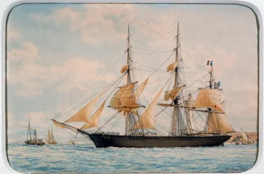 New York Ocean Herald nyírógép, Francois Roux (1811-1882), akvarell