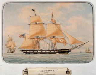 A Brig Merope, Francois Roux (1811-1882), akvarell, Franciaország