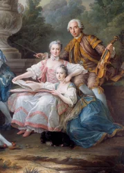 Louis Francois du Bouchet, Marquis de Sourches és Grand Prevot de France Detail családja. Francois Hubert Drouais (1727-1775) festménye 1756 V. 3,24 x 2,84 m