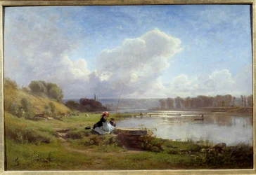 A Szajna partja Meudonban 1861-ben Francois Louis Francais (1814-1897) festménye 1861 Nantes, Szépművészeti Múzeum