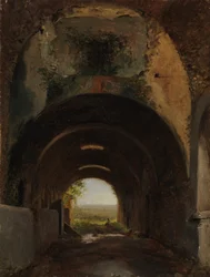 Kilátás a Maecenas Villa istállójában, Tivoliban, kb. 1805-10.