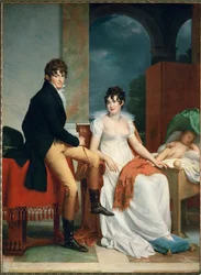 Moritz Christian Fries gróf és Maria Theresia Fries grófnő Moritz nevű gyermekükkel, 1804-ben született (olaj, vászon)