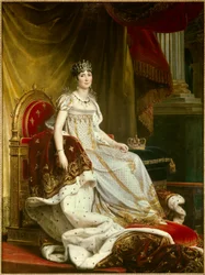 Joséphine de Beauharnais császárné (1763-1814) portréja koronázási öltözékben. Méretek: 2,1 x 1,3 m. Fontainebleau, Fontainebleau-i kastély