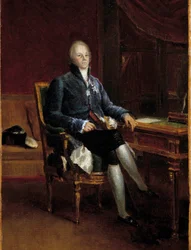 Charles Maurice de Talleyrand Perigord, Benevent hercegének (1754-1838) egészalakos portréja Francois Gerard (1770-1837) festménye. 1808. Mérete 0,32 x 0,22 m. Versailles, Chateau Múzeum