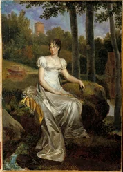 Désirée Clary (1777-1860), Bernadotte felesége, Svédország királynéja portréja, Monte Corvo hercegnőjeként ábrázolva a Bellevue-kastély parkjában. François Gérard (1770-1837) festménye