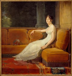 Joséphine de Beauharnais császárné (1763-1814) portréja malmaisoni szalonjában. François Gérard (1770-1837) festménye, 1801. Nap. 1,71x1,64 m. Malmaison, Musée du Château - Joséphine de Beauharnais császárné (1763-1814) egész alakos portréja in t