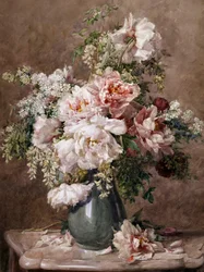 Csendélet bazsarózsákból és rózsákból. Francois Rivoire (1842-1919) festménye Magángyűjtemény.