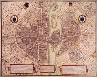 Párizs városának 1540-1555-ös térképe a kárpitoról szól. Francois Roger de Gaignieres (1642-1715) metszete. Párizs, B.N.