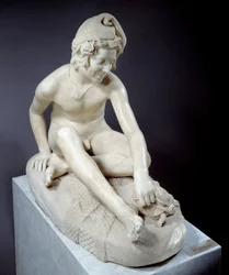 Fiatal nápolyi halász teknőssel játszik. François Rude (1784-1855) márványszobra, 1831, Párizs, Louvre Múzeum