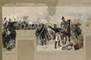 A pantini városháza vázlata: Pantin 1814-es védelme Compans tábornok által.