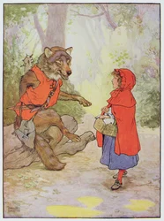 Piroska és a farkas, illusztráció Frank Adams „The Beautiful Book of Nursery Rhymes, Stories and Pictures” című művéből, kiadta a Blackie und Son