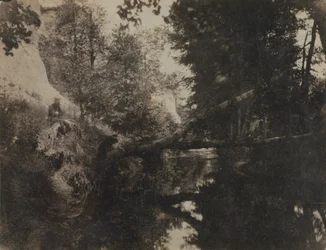 Táj ülő figurával a Patakparton, c. 1856.