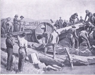 Fegyvert kapni egy csúnya helyen, illusztráció az After Pretoria: The Guerilla War, 1902-ből
