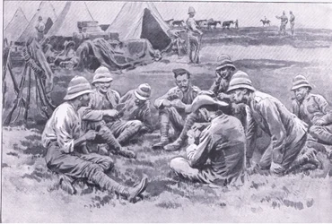 Fáradt katonák pihennek, az After Pretoria: The Guerilla War című filmből, amelyet a Harmsworth Bros Limited adott ki, 1901