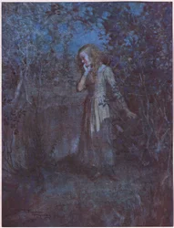 A fény sötétséggé változott, az este pedig éjszakává mélyült, 1920 körül (színes litográfia)